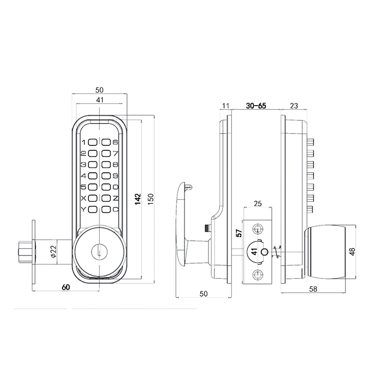 Shiny Waterproof-Fireproof Mechanical Key and Code Door Lock