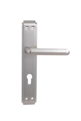 À la mode nouveau style 85mm plaque de fer poignée en aluminium vente chaude clé d'entrée confidentialité poignée de porte de sécurité avec plaque de verrouillage de porte sûre